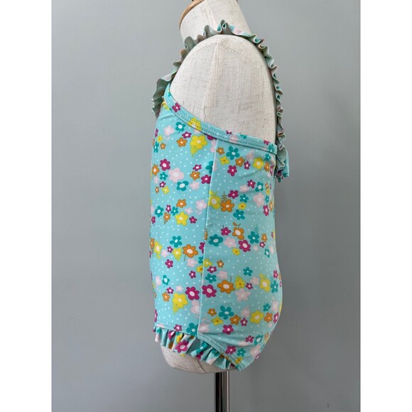 Size 1-2 Girls Mint Green Flowers 1pc Bathing Suit Swimsuit Bikini H&M Swimwear - Picture 3 of 5